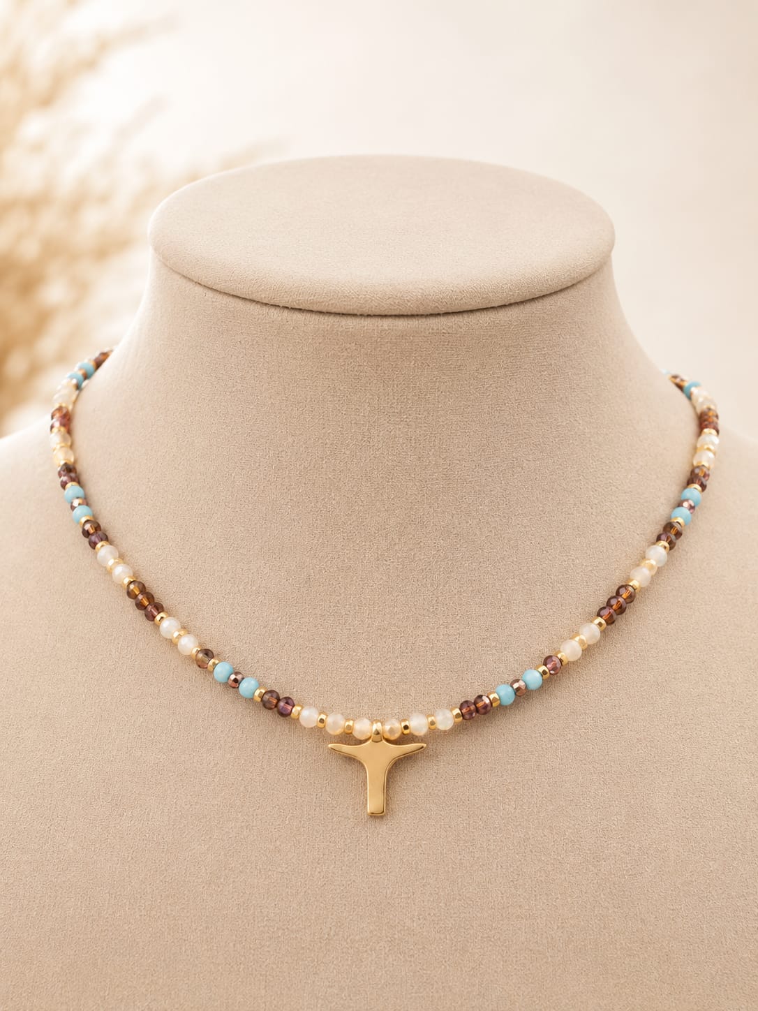 Choker Cristo água marinha