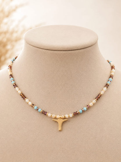 Choker Cristo água marinha
