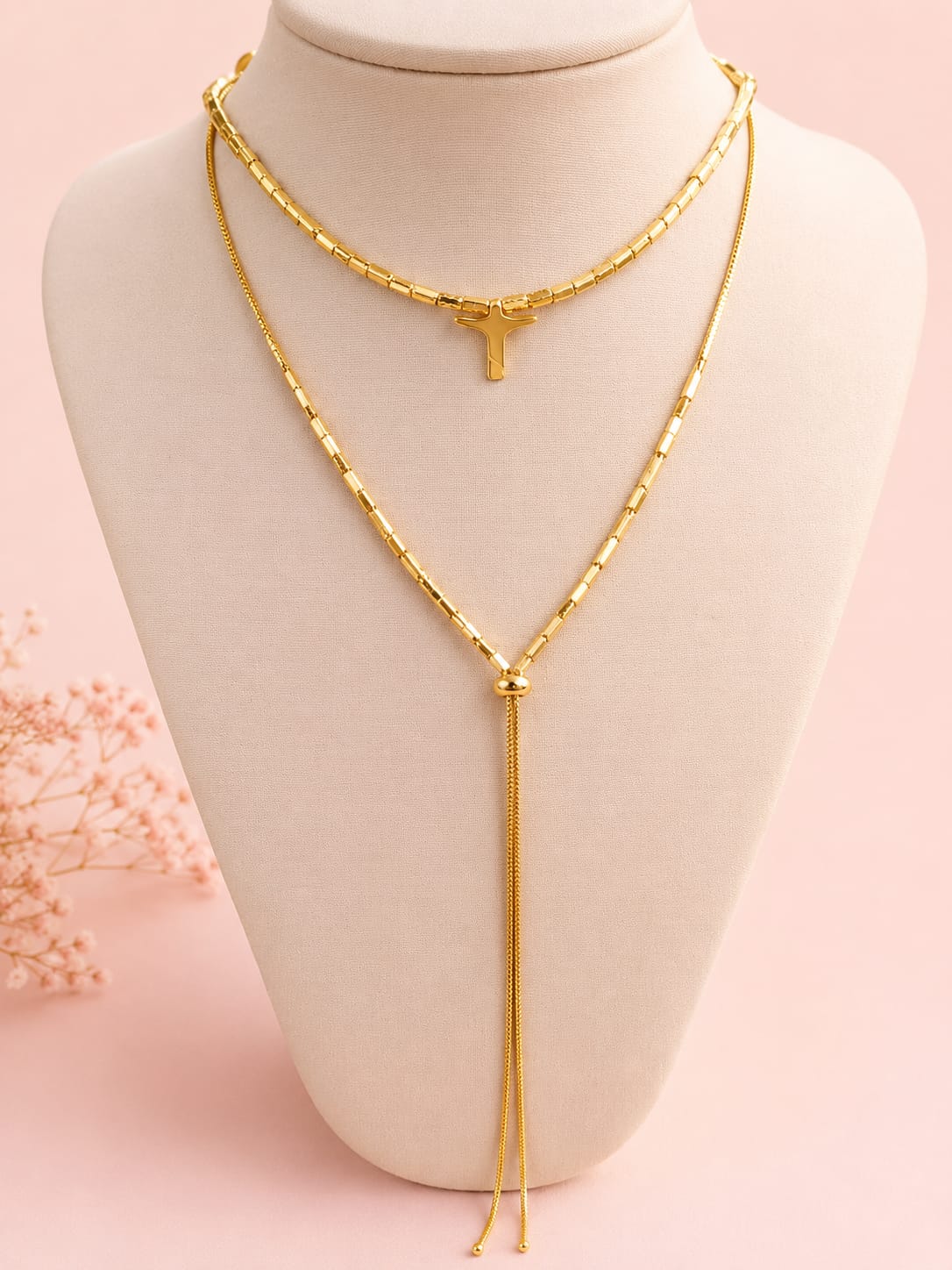 Conjunto Choker Cristo + Colar Gravata Canutilhos